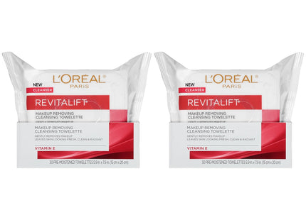 L’Oreal Paris Revitalift Cleansing Towelettes VitaminE 30ct (2 Pack) - Health & Beauty > Skin Care Makeup Remover