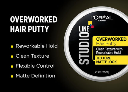 L’oreal Paris Studio Line Overworked Hair Gel Putty Texture 1.7 Oz (2 Pack) - Personal Care > & Styling Products