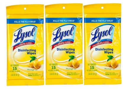 Lysol Disinfecting Wipes On the Go Lemon & Lime Blossom Flatpack 15ct (3 Pack) - Household Supplies > Cleaning