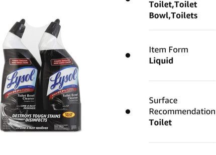 Lysol Toilet Bowl Cleaning and Disinfecting Gel Lime Rust Remover 24oz (18 Pack) - Household Supplies > Products