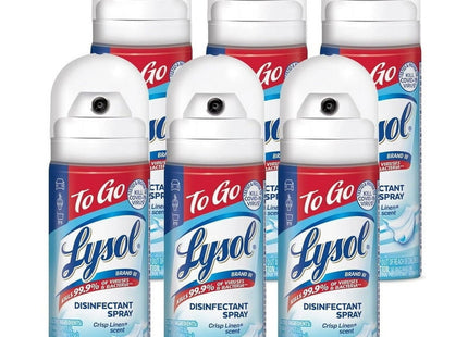 Lysol Crisp Linen Disinfectant Sanitizing Spray ToGo Travel Size 1.5oz (6 Pack) - Household Supplies > Cleaning