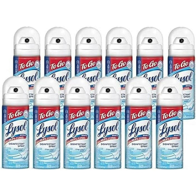 Lysol Crisp Linen Disinfectant Sanitizing Spray ToGo Travel Size 1.5oz (12 Pack) - Household Supplies > Cleaning