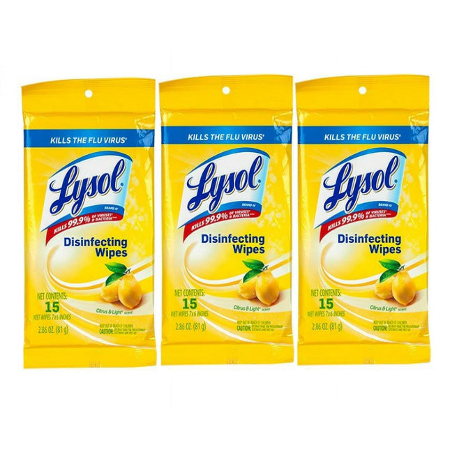 Lysol Disinfecting Wipes On the Go Lemon & Lime Blossom Flatpack 15ct (3 Pack) - Household Supplies > Cleaning