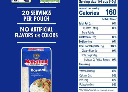 Mahatma Basmati White Rice Fragrant Extra Long Grain Non-GMO 32oz (12 Pack) - Food & Beverages > Pasta Grains Cereals