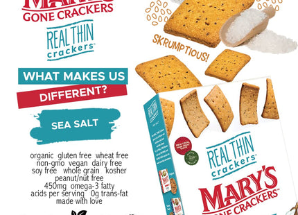 Mary’s Gone Crackers Organic Sea Salt Real Thin 5 oz (12 Pack) - Food & Beverages > Pantry Crispbread