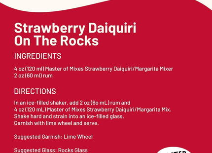 Master of Mixes Strawberry Daiquiri/Margarita Cocktail Mix 59.20oz (12 Pack) - Food & Beverages > Non-Alcoholic Drinks