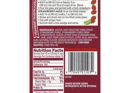 Master of Mixes Strawberry Daiquiri/Margarita Cocktail Mix 59.20oz (12 Pack) - Food & Beverages > Non-Alcoholic Drinks