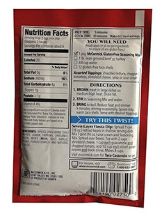 McCormick Taco Seasoning Mix Powder Less Sodium Gluten-Free 1.25oz - Food & Beverages > Herbs Spices Seasonings