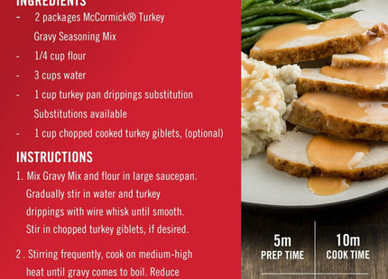 Mccormick Turkey Gravy Seasoning Mix Naturally Flavored 0.87oz (20 Pack) - Food & Beverages > Herbs Spices Seasonings