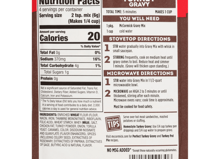 Mccormick Turkey Gravy Seasoning Mix Naturally Flavored 0.87oz (3 Pack) - Food & Beverages > Herbs Spices Seasonings