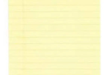 a yellow sticky pad with a red stripe