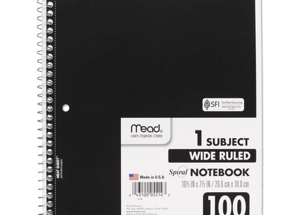 Mead Spiral Notebook,1-Subject,Wide Rule 8 x 10-1/2 100 Sheets (2 Pack) - Office Supplies > Paper Products Notebooks &