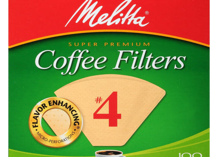 Melitta Natural Brown Paper Cone Coffee Filters #4 Unbleached 100ct (4 Pack) - Food & Beverages > Non-Alcoholic Drinks