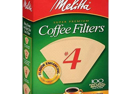Melitta Natural Brown Paper Cone Coffee Filters #4 Unbleached 100ct (4 Pack) - Food & Beverages > Non-Alcoholic Drinks
