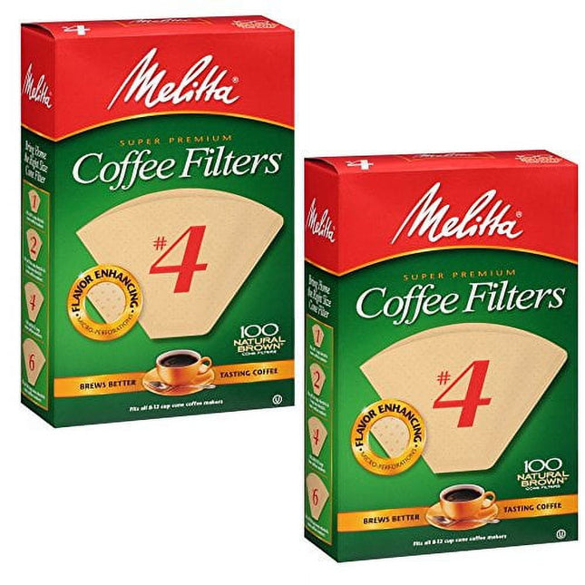 Melitta Natural Brown Paper Cone Coffee Filters #4 Unbleached 100ct (2 Pack) - Food & Beverages > Non-Alcoholic Drinks