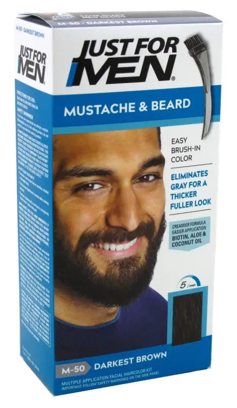 Just For Men Mustache and Beard Coloring for Gray Hair M-50 Darkest Brown - Health & Beauty > Personal Care