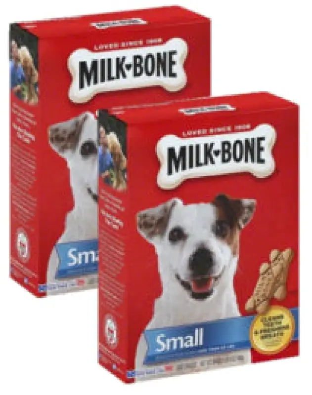 two boxes of milk bone dog treats with a dog’s face
