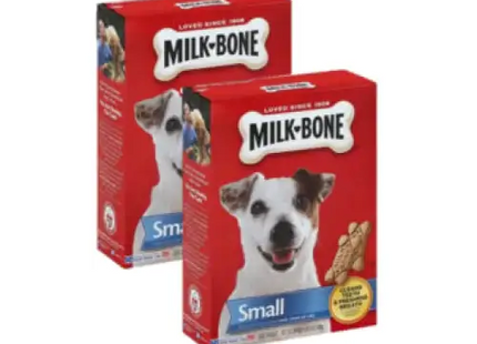 two boxes of milk bone dog treats with a dog’s face