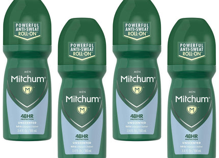 Mitchum Men Anti-Sweat Antiperspirant Deodorant Roll-On Unscented 3.4oz (4 Pack) - Personal Care > Bath & Body