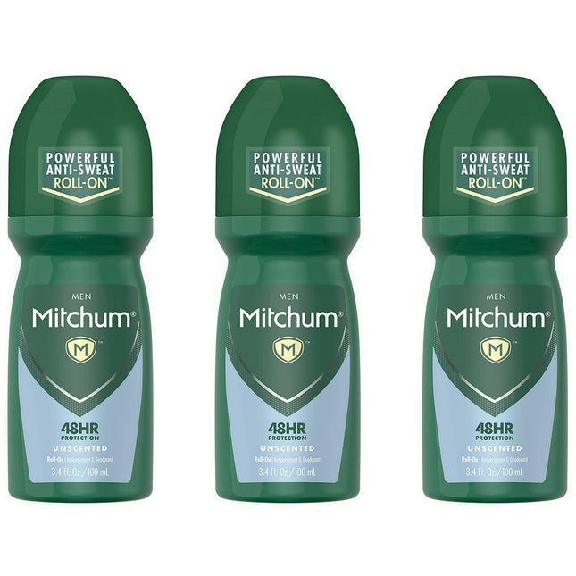 Mitchum Men Anti-Sweat Antiperspirant Deodorant Roll-On Unscented 3.4oz (3 Pack) - Personal Care > Bath & Body