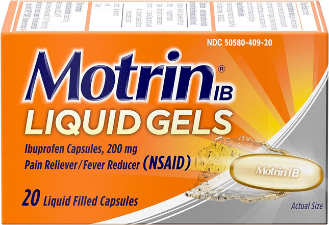 Motrin IB Liquid Gels Ibuprofen 200 mg Pain & Fever Relief Capsules 20ct (8 Pack) - Health Care > Over-the-Counter