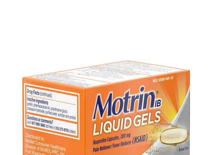 Motrin IB Liquid Gels Ibuprofen 200 mg Pain & Fever Relief Capsules 20ct (2 Pack) - Health Care > Over-the-Counter