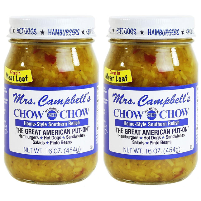 Mrs. Campbell’s All Natural Sweet Southern Chow Relish 16oz (2 Pack) - Food & Beverages > Jam Honey Spreads Jams