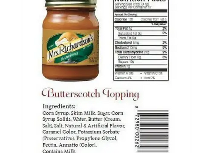 MRS RICHARDSONS Topping BTTRSCTCH 17.5 OZ Jars (Pack Of 1) - Food Beverages & Tobacco > Items Condiments Sauces Dessert