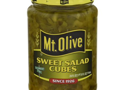 Mt. Olive Perfect Sweet Cut Salad Cubes Pickles Glass Jar 16oz (12 Pack) - Food & Beverages > Jam Honey Spreads Jams