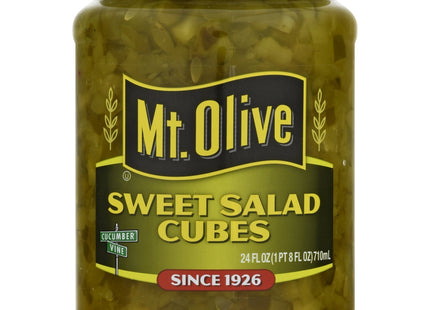 Mt. Olive Perfect Sweet Cut Salad Cubes Pickles Glass Jar 16oz (12 Pack) - Food & Beverages > Jam Honey Spreads Jams