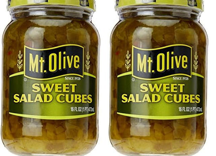 Mt. Olive Perfect Sweet Cut Salad Cubes Pickles Glass Jar 16oz (12 Pack) - Food & Beverages > Jam Honey Spreads Jams