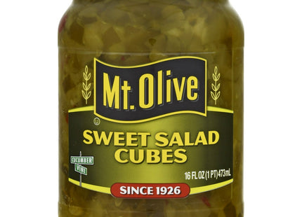 Mt. Olive Perfect Sweet Cut Salad Cubes Pickles Glass Jar 16oz (12 Pack) - Food & Beverages > Jam Honey Spreads Jams