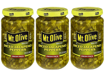 Mt Olive Pickle Diced Jalapeno Pepper Pickled Low Calorie Fresh 12oz (3 Pack) - Food & Beverages > Jam Honey Spreads