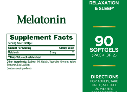 Nature’s Bounty Natural Sleep Aid Relaxation & Softgels 5mg 90ct - Health Care > Vitamins Lifestyle Supplements Minerals