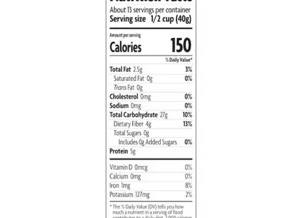 nutrition label for the nutritional label