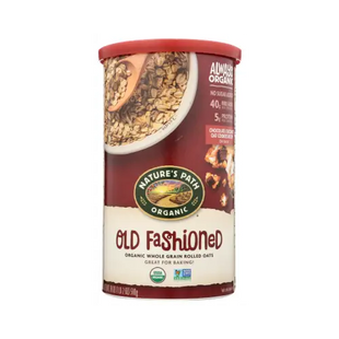 a can of old fashioned granola with nuts and raisins