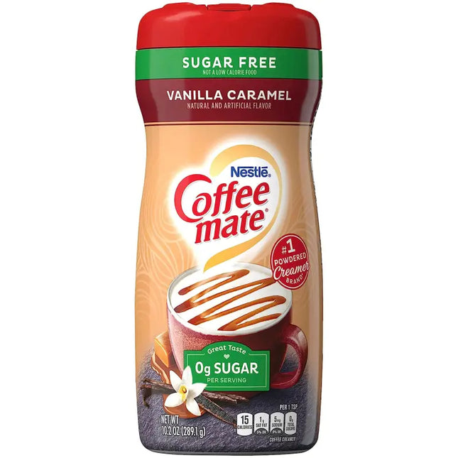 a close up of a bottle of coffee mate on a white background