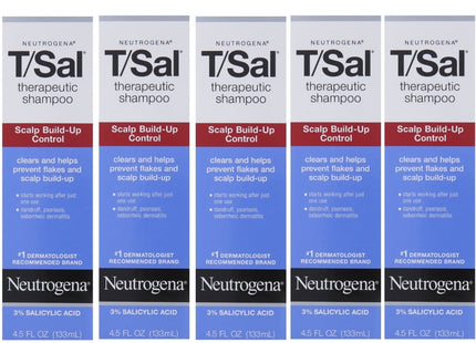 Neutrogena T/Sal Therapeutic Shampoo Scalp Build-up Control 4.5 FLoz (5 Pack) - Personal Care > Hair & Styling