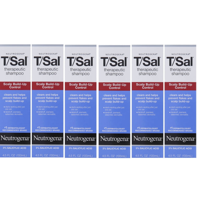 Neutrogena T/Sal Therapeutic Shampoo Scalp Build-up Control 4.5 FLoz (6 Pack) - Personal Care > Hair & Styling