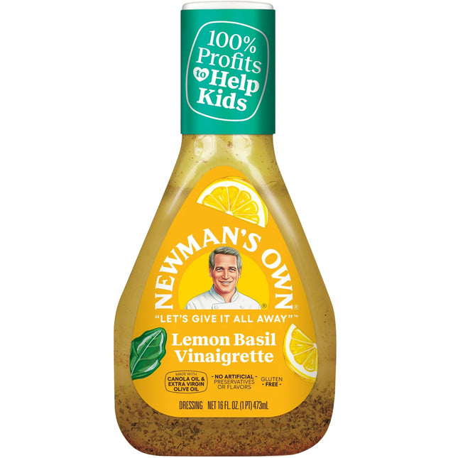 Newman’s Own Lemon Basil Italian Vinaigrette Dressing Gluten-Free 16oz (6 Pack) - Food & Beverages > Condiments