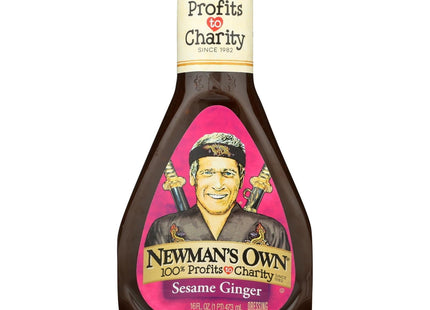 Newman’s Own Sesame Ginger Salad Dressing Low Fat Rice Vinegar 16oz - Food & Beverages > Condiments Sauces