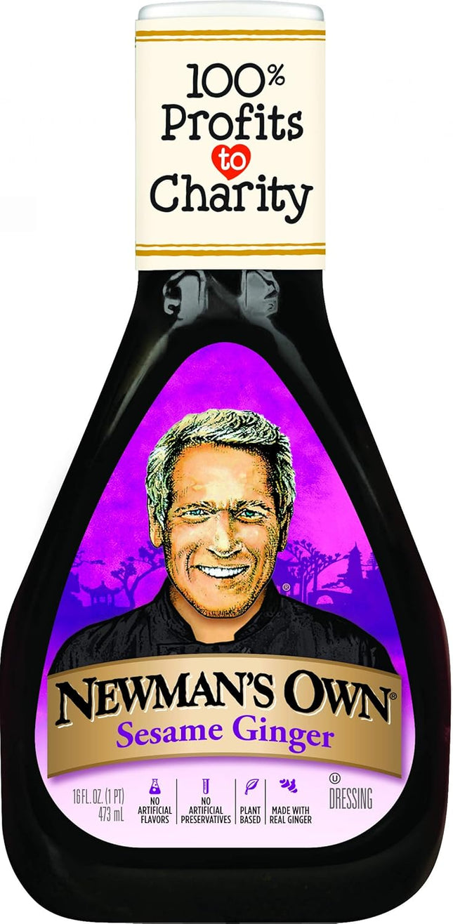 Newman’s Own Sesame Ginger Salad Dressing Low Fat Rice Vinegar 16oz (4 Pack) - Food & Beverages > Condiments Sauces