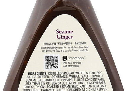 Newman’s Own Sesame Ginger Salad Dressing Low Fat Rice Vinegar 16oz - Food & Beverages > Condiments Sauces