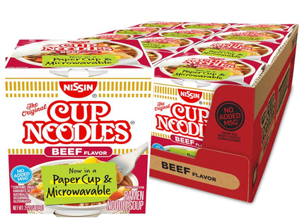 Nissin Cup O’Noodles Ramen Noodle Soup Beef Flavor 2.25oz (12 Pack) - Food & Beverages > Pasta Grains Cereals Noodles