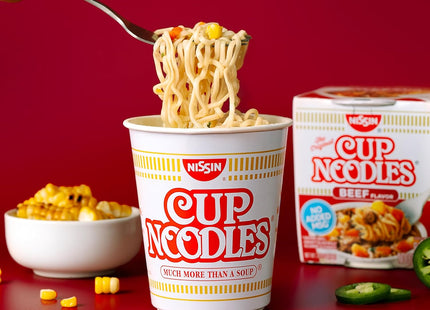 Nissin Cup O’Noodles Ramen Noodle Soup Beef Flavor 2.25oz (12 Pack) - Food & Beverages > Pasta Grains Cereals Noodles