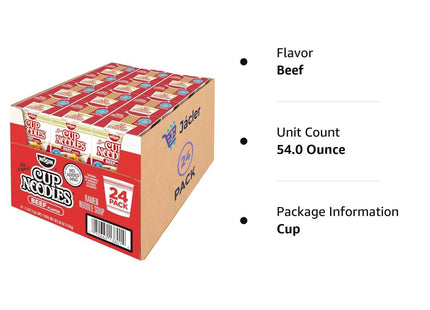 Nissin Cup O’Noodles Ramen Noodle Soup Beef Flavor 2.25oz (12 Pack) - Food & Beverages > Pasta Grains Cereals Noodles