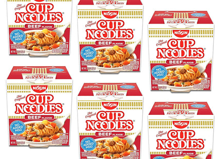 Nissin Cup O’Noodles Ramen Noodle Soup Beef Flavor 2.25oz (6 Pack) - Food & Beverages > Pasta Grains Cereals Noodles