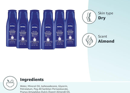 NIVEA Essentially Enriched Deep Nourishing Almond Oil Body Lotion 2.5oz (3 Pack) - Personal Care > Skin & Moisturizer
