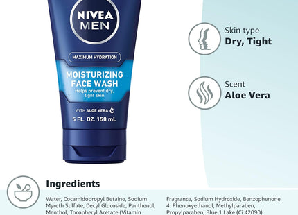 Nivea Men Maximum Moisturizing Cleansing Gel Face Wash Aloe Vera 5oz (6 Pack) - Personal Care > Skin Cleansers & Toners