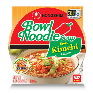 Nongshim Bowl Spicy Kimchi flavor Noodle Soup Microwavable 3.03oz (24 Pack) - Food & Beverages > Pasta Grains Cereals